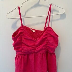 Small Shop/Island Gypsy Pink Ruched Camisole with Spaghetti Straps
